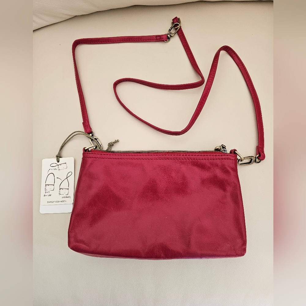 NWOT POLISHED LEATHER HOBO DARCY CRIMSON/ LIPSTICK RED CONVERTIBLE BAG